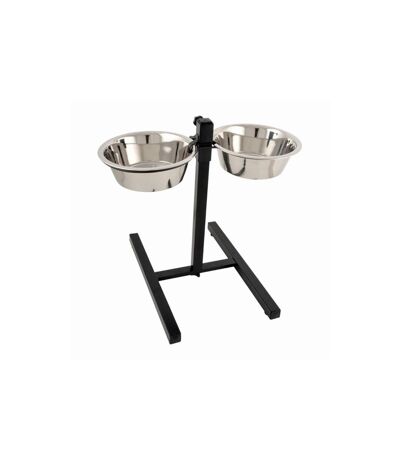 Lot de 2 Gamelles pour Chien Réglable 46cm Argent