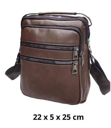 Sacoche bandoulière homme en polyuréthane - Marron - Elégance fonctionnelle pour un style urbain