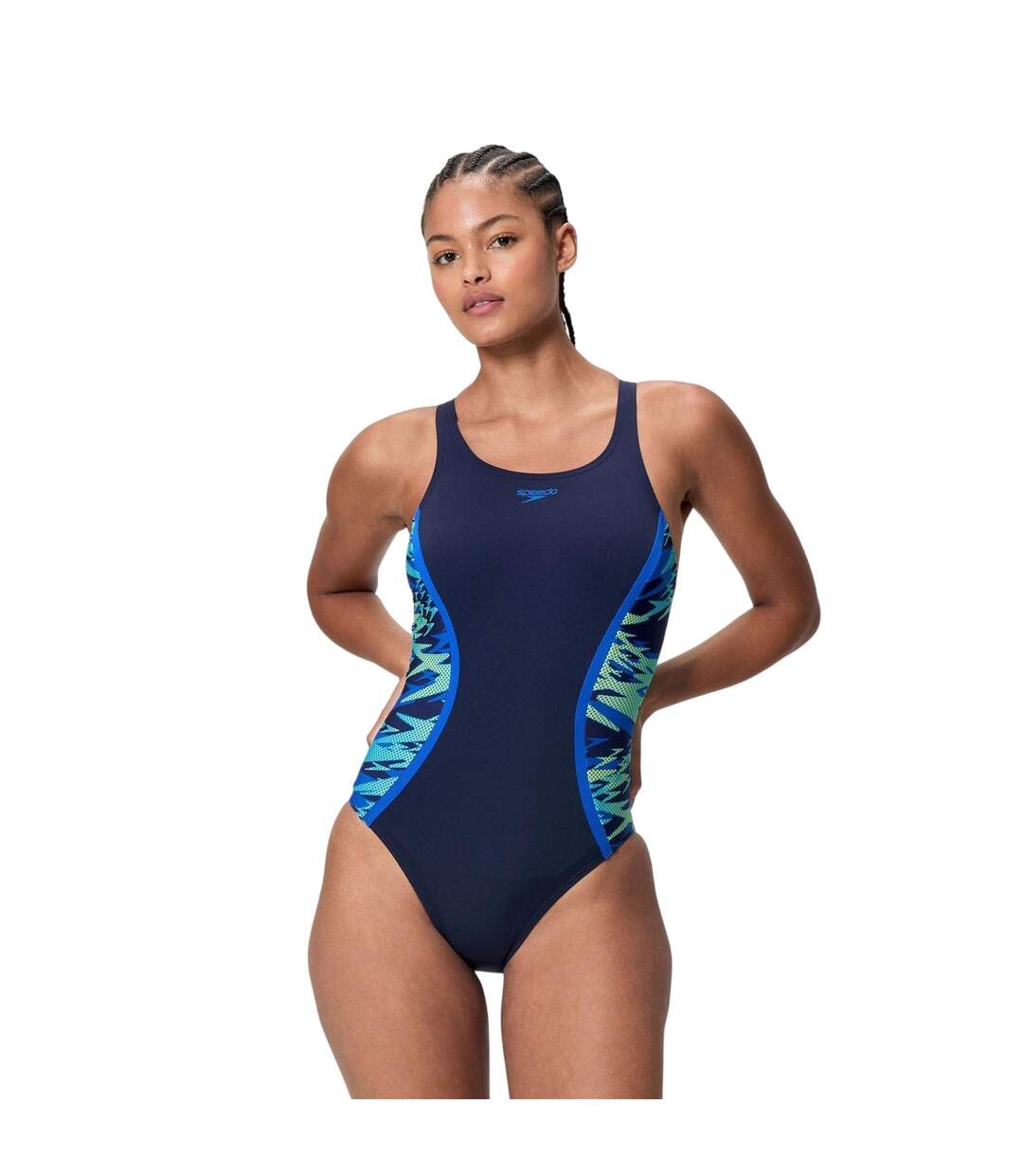 Maillot De Bain 1 Pièce Motif/style Imprimé Hyperbloom Splice Femme Bleu Foncé Bleu Imprimé Speedo-1