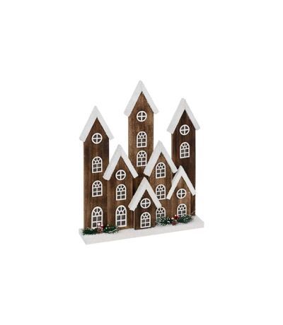 Village Lumineux décoratif Neige 40cm Marron