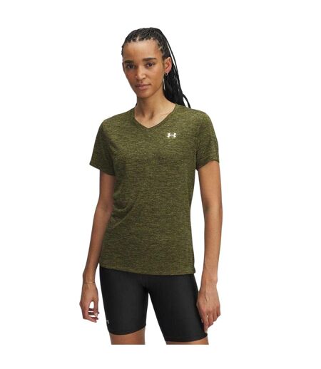 Womens/ladies Twist V Neck Loose Fit T-shirt Olive Green Under Armour