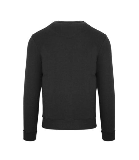 Mens Cotton Blend Ribbed Collar Regular Sweatshirt Black Aquascutum