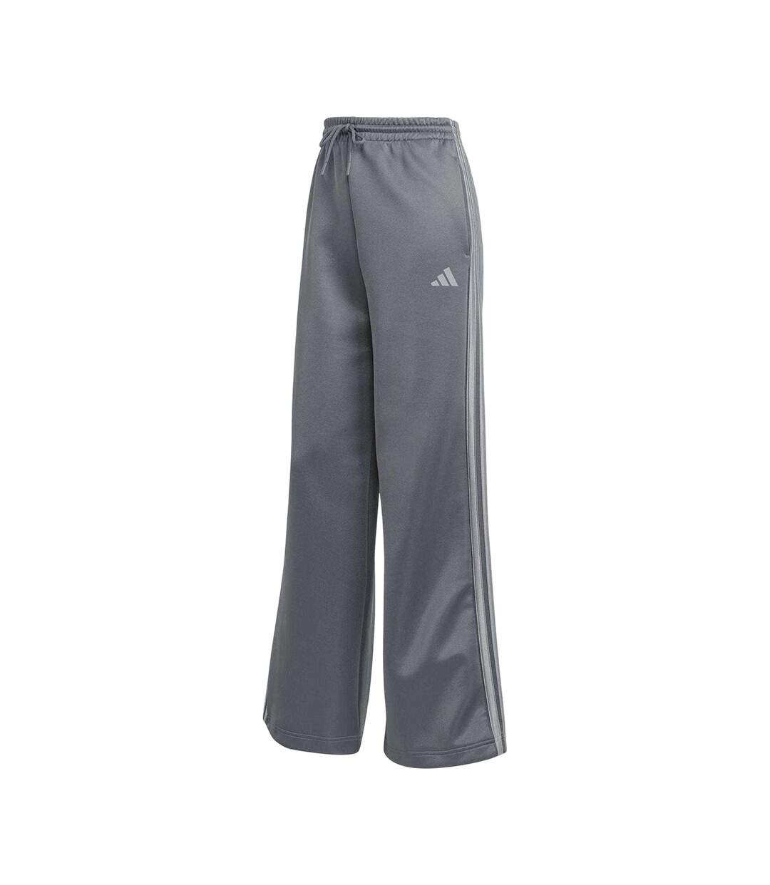 Womens/ladies 3 Stripes Mid Rise Wide Leg Trousers Grey Adidas-1