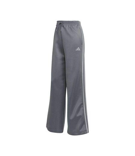 Womens/ladies 3 Stripes Mid Rise Wide Leg Trousers Grey Adidas