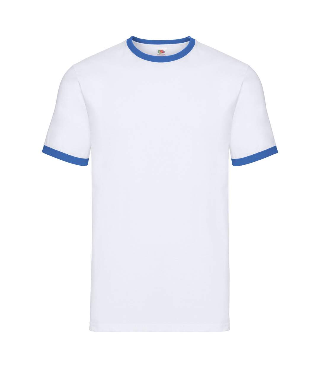 Mens Ringer Contrast T-shirt White Royal Blue Fruit Of The Loom-1