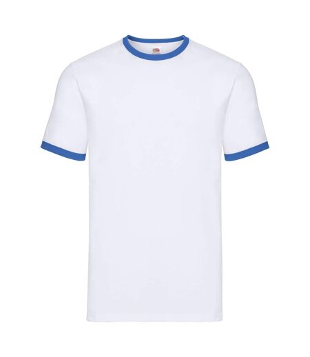 Mens Ringer Contrast T-shirt White Royal Blue Fruit Of The Loom