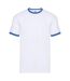 Mens Ringer Contrast T-shirt White Royal Blue Fruit Of The Loom-1