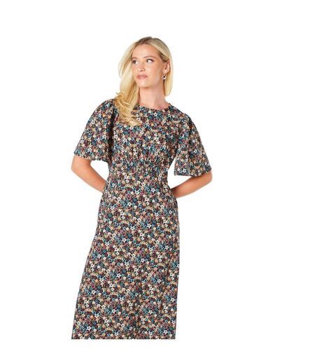 Womens/ladies ditsy floral empire flutter midi dress multicoloured Dorothy Perkins