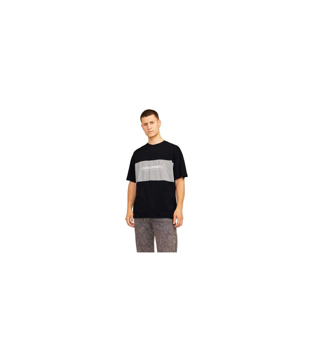 T-shirt Motif/style Blocs De Couleurs Homme Noir Jack And Jones-1