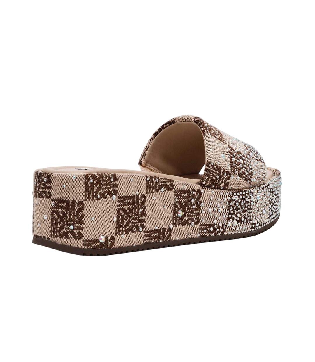 Womens/ladies Rhinestone Flatform Sandals Brown Steve Madden-3