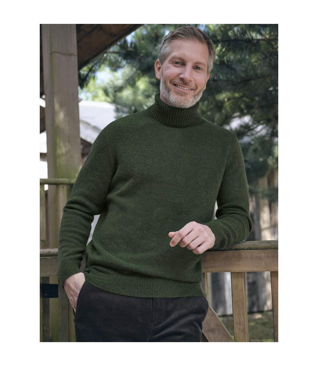 Chandail À Col Polo Pour Hommes Pin WoolOvers-1