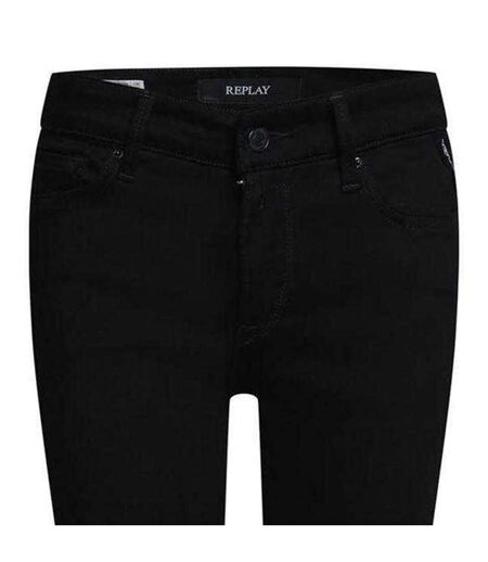 Womens/ladies New Luz Plain Skinny Jeans Black Replay