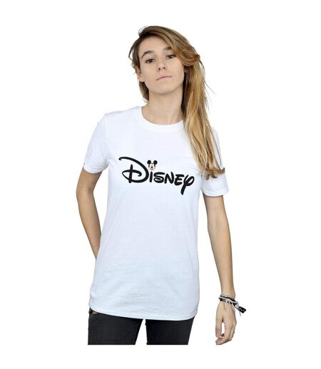 Disney Womens/Ladies Mickey Mouse Logo Head Cotton Boyfriend T-Shirt (Blanc) - UTBI37842