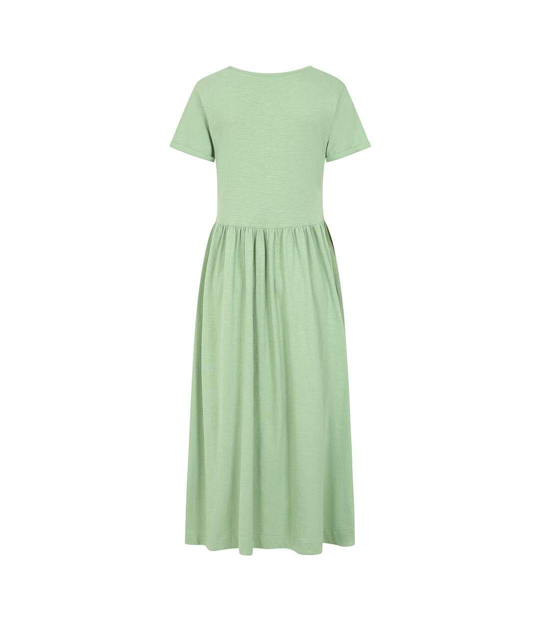 Womens/ladies Long Gathered Dress Grass Green Lazy Jacks-2
