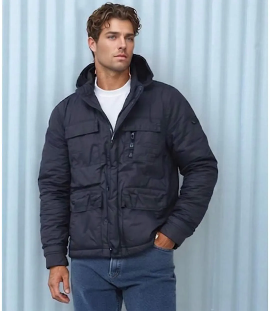 Blouson homme manches longues hiver couleur noir - Style casual et confort optimal-4