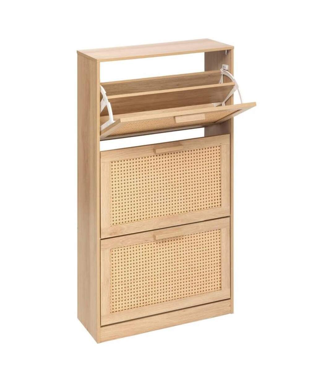 Range chaussures 3 portes effet cannage DRAWY - Beige-2