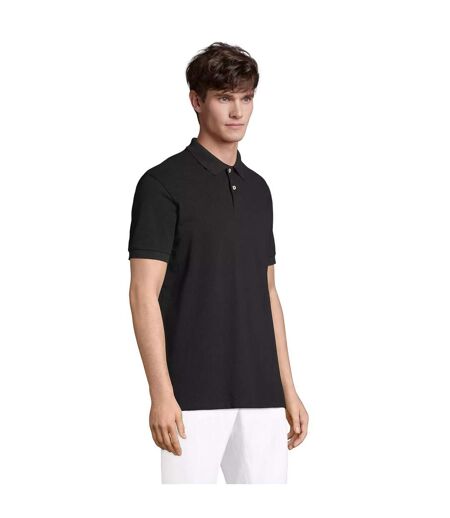 Unisex Adult Pacific Pique Twin Needle Stitch Polo Shirt Black SOLS
