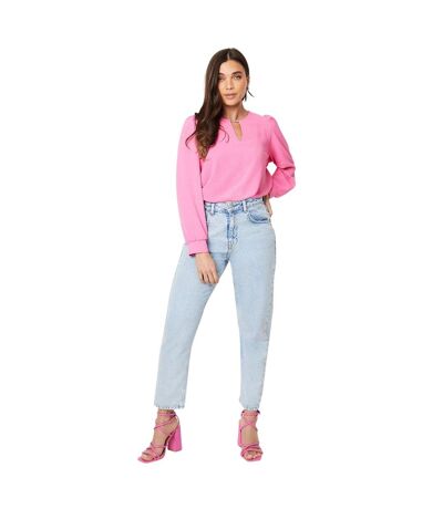 Womens/ladies Overhead Petite Long-sleeved Blouse Pink Dorothy Perkins