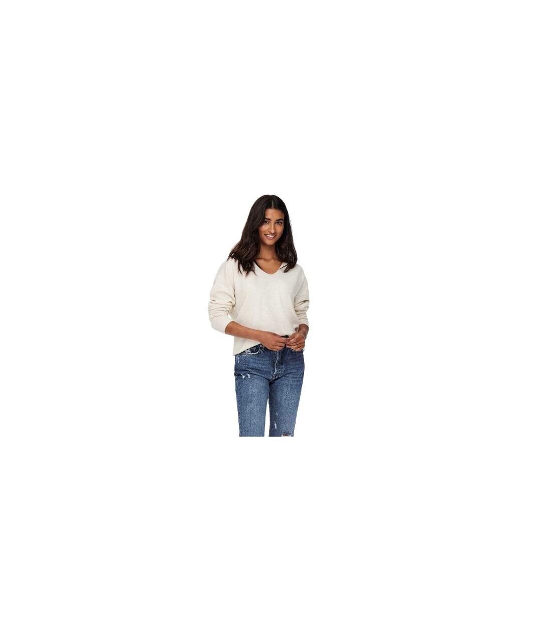 Pull Rica Femme Beige Pâle Chiné Only-1
