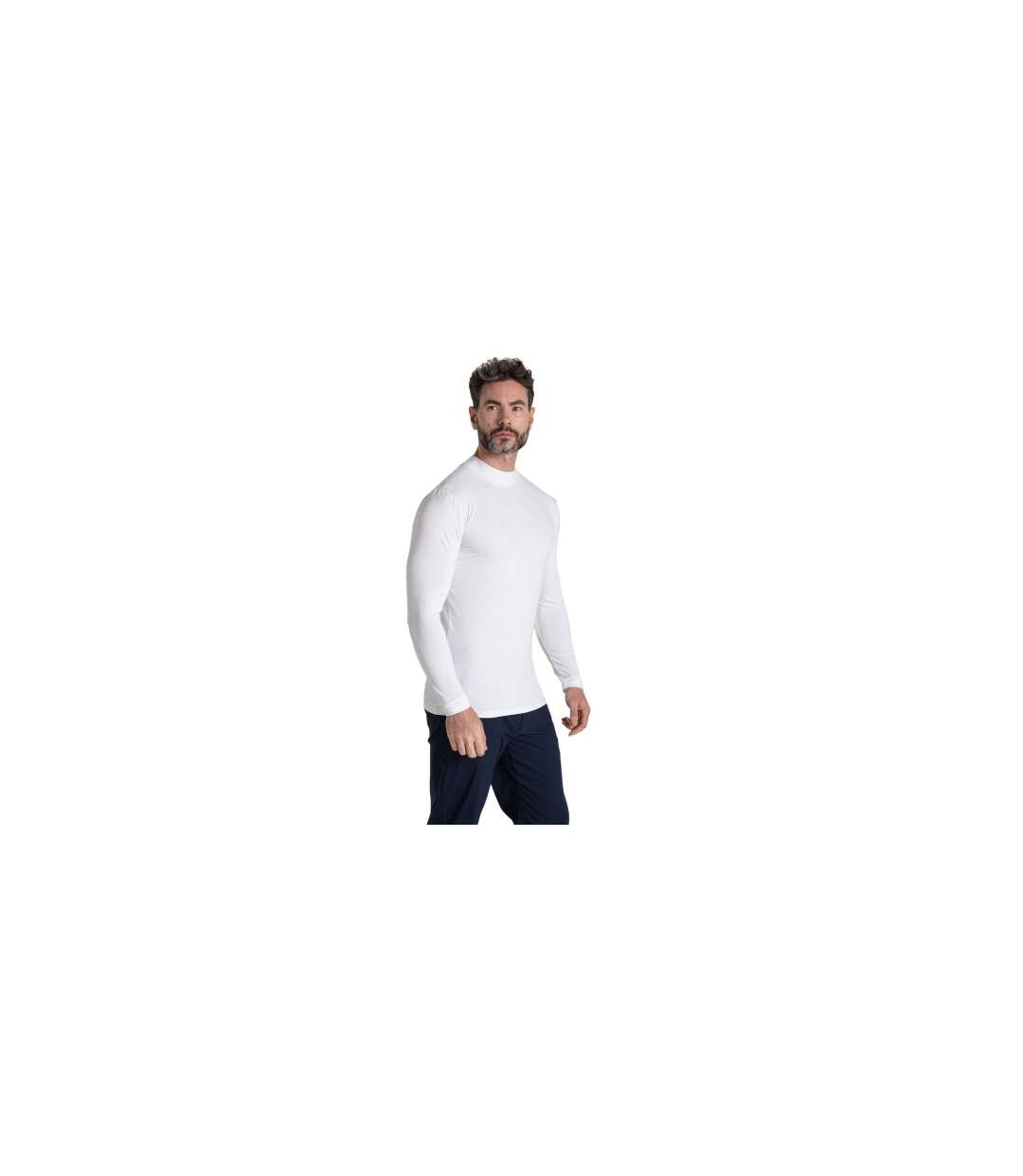 Mens Mock Neck Long-sleeved Golf Top White Craghoppers-1