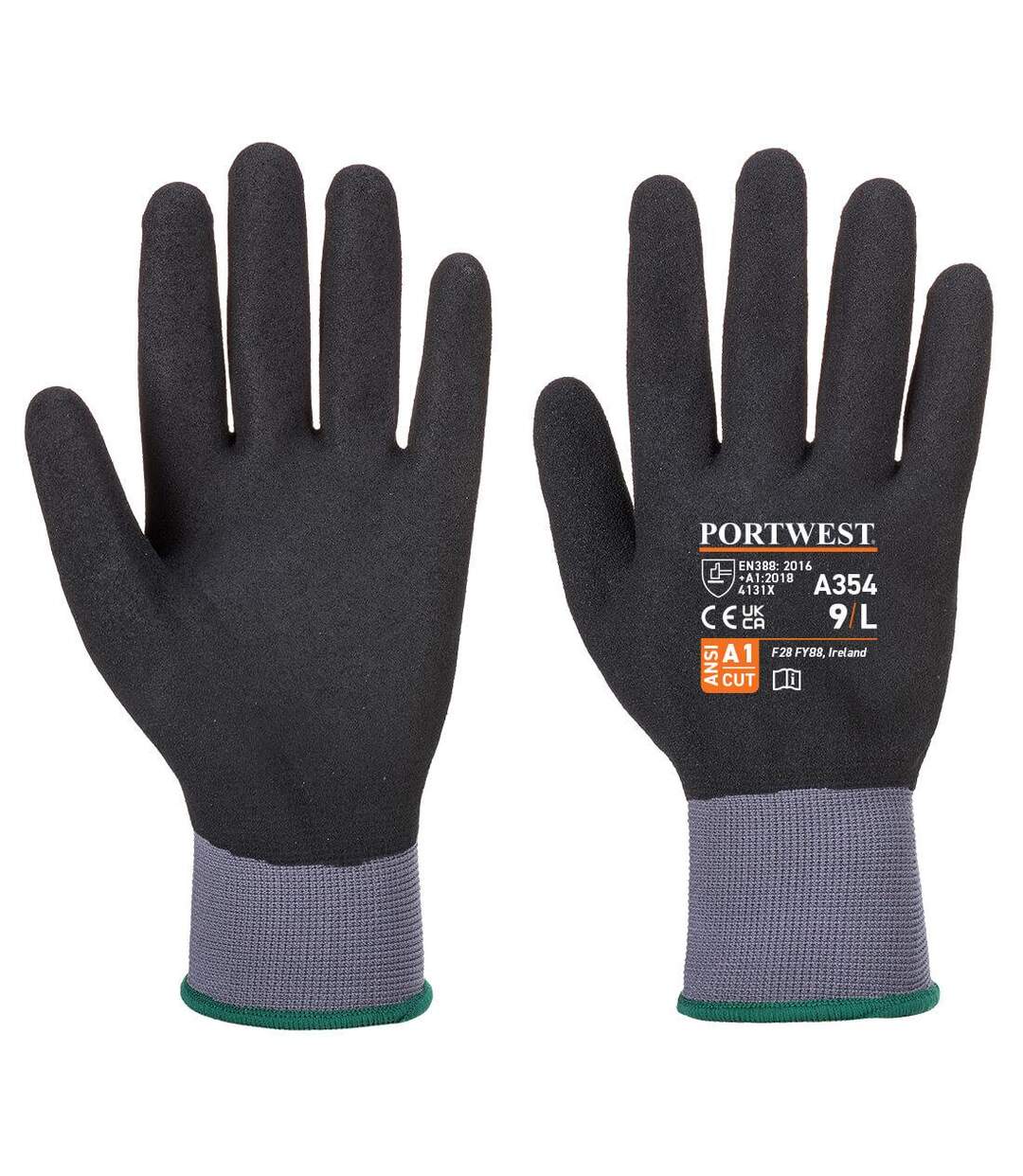 Unisex adult a354 dermiflex ultra pro grip gloves s black Portwest-1