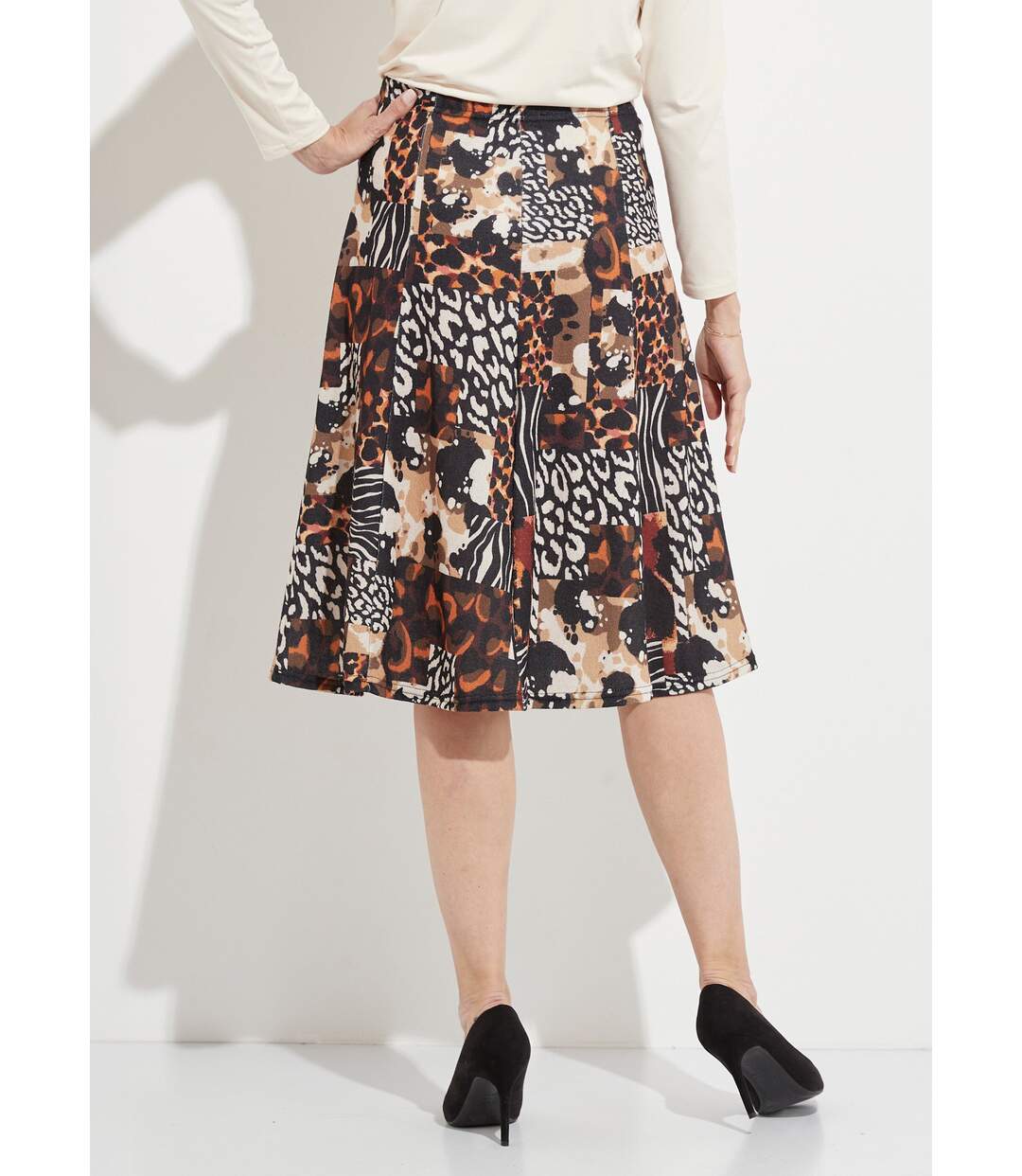 Jupe évasée en maille motif animalier-2