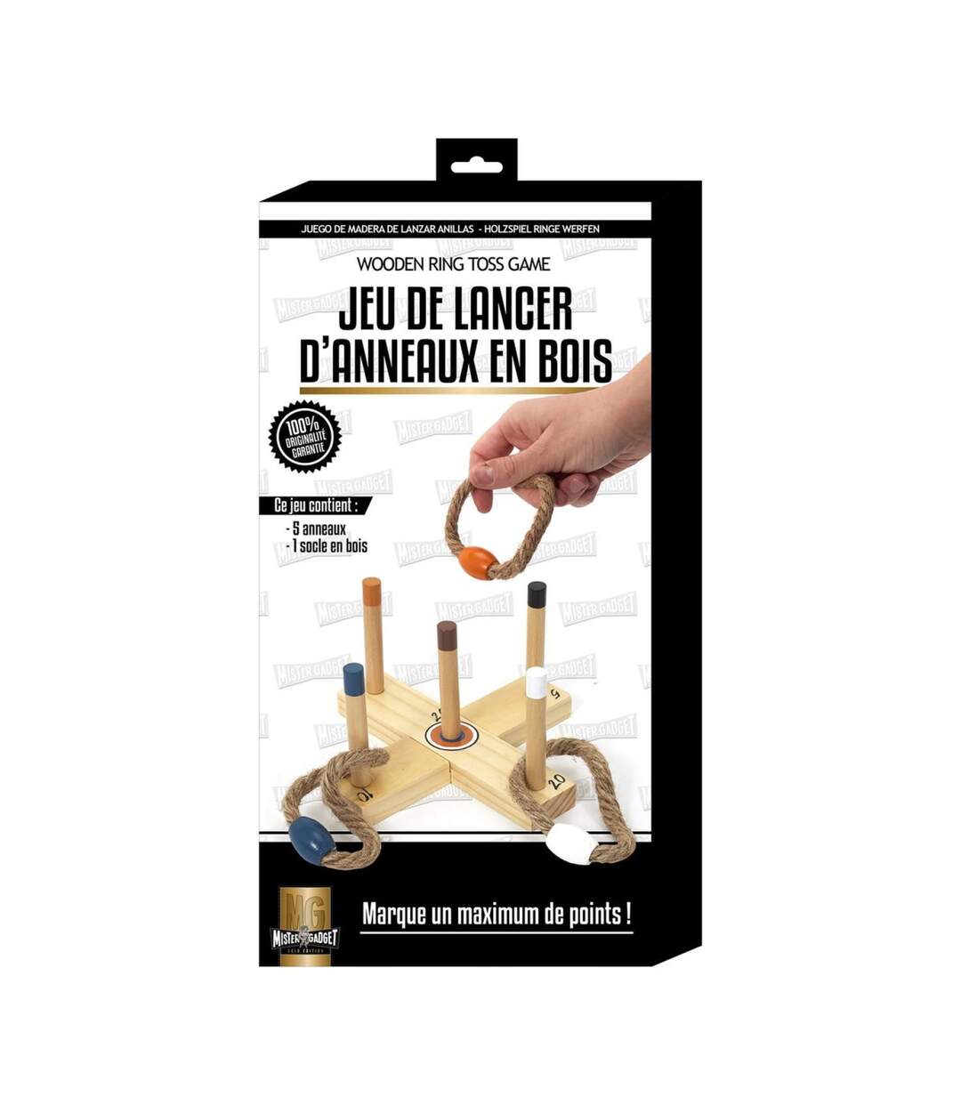 Jeu de Lancer en Bois Anneaux 18cm Naturel-2