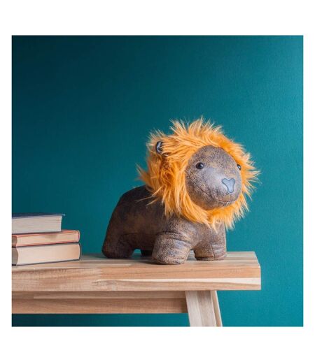 Paoletti Faux Leather Lion Doorstop (Brown/Orange) (One Size)
