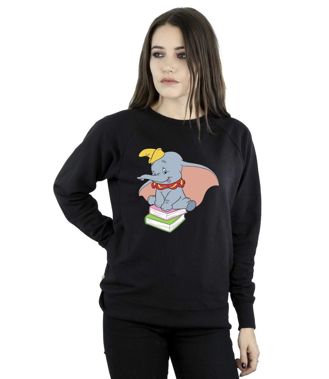 Disney Sweat Womens/Ladies Dumbo Sitting On Books Sweatshirt (Noir) - UTBI15780-2