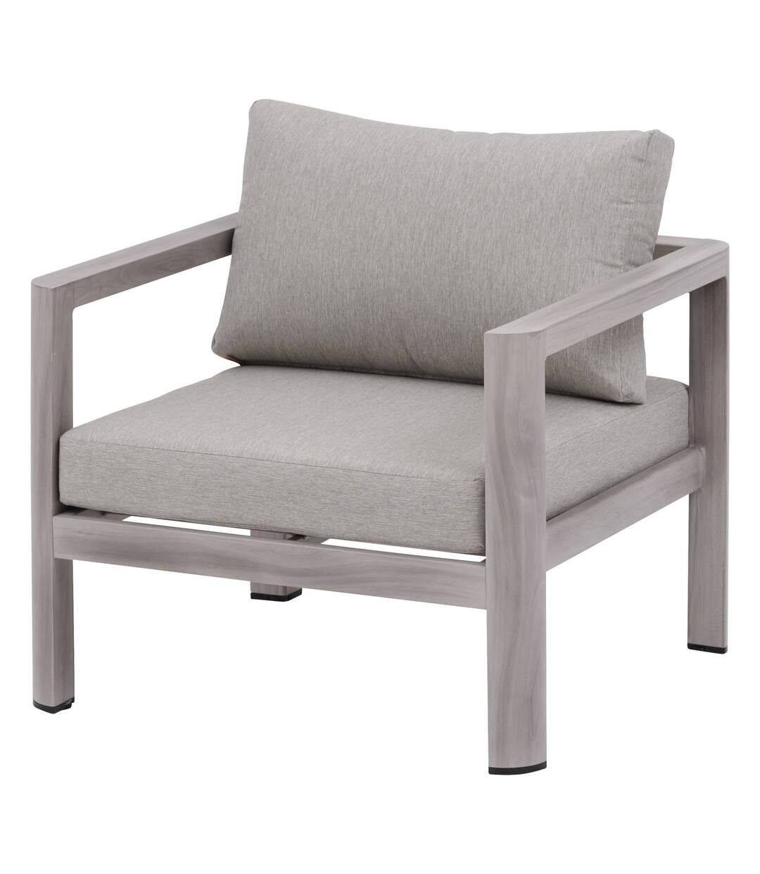 Fauteuil de salon de jardin en aluminium Jauca - Noisette et Gris boisé-1