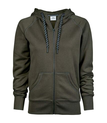 Womens/ladies full zip hooded sweatshirt deep green Tee Jays