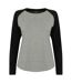 SF Womens/Ladies Heather Long-Sleeved Baseball T-Shirt (Gray/Black) - UTPC5706