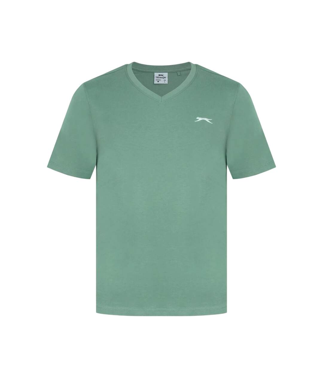 Mens Embroidered Logo Cotton T-shirt Light Green Slazenger-1