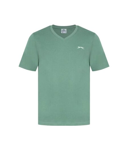 Mens Embroidered Logo Cotton T-shirt Light Green Slazenger