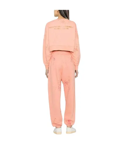 Womens/ladies Painted Cropped Sweatshirt Pink Palm Angels