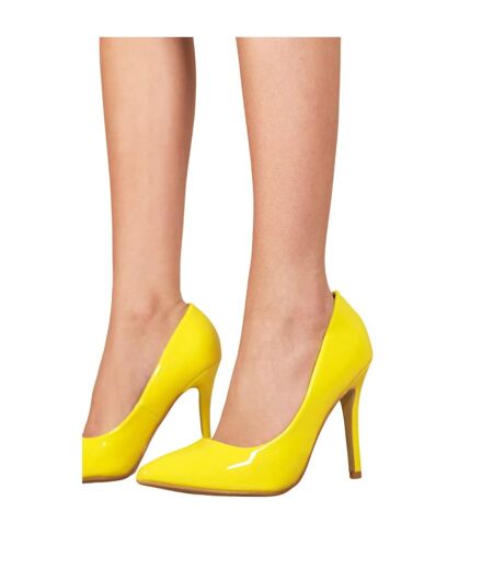 Where´s that from womens/ladies leah patent faux leather high heel pumps yellow Where's That From