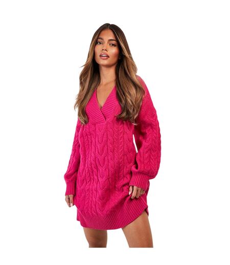 Robe-pull Motif/style Maille Torsadée Chalk Femme Rose Threadbare