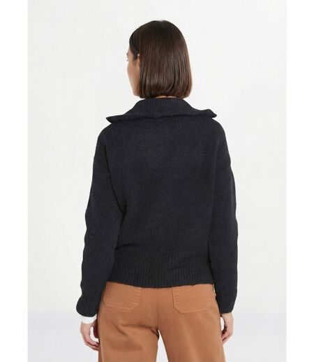 Pull zippé en maille avec col montant