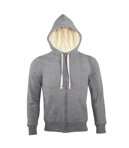 SOLS Sherpa Unisex Zip-Up Hooded Sweatshirt / Hoodie (Gray Marl)