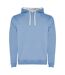 Sweat à capuche urban homme bleu ciel / blanc Roly-1