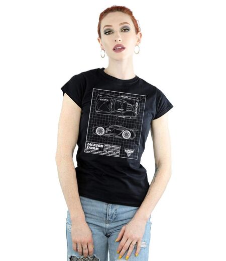 Disney - T-shirt CARS JACKSON STORM BLUEPRINT - Femme (Noir) - UTBI13816