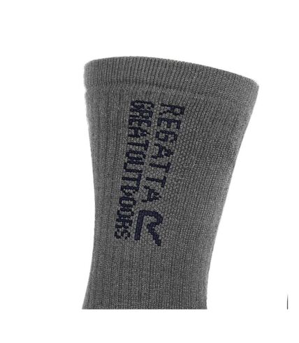 Pack of 2  Unisex adult wool hiking boot socks  briar grey/navy Regatta