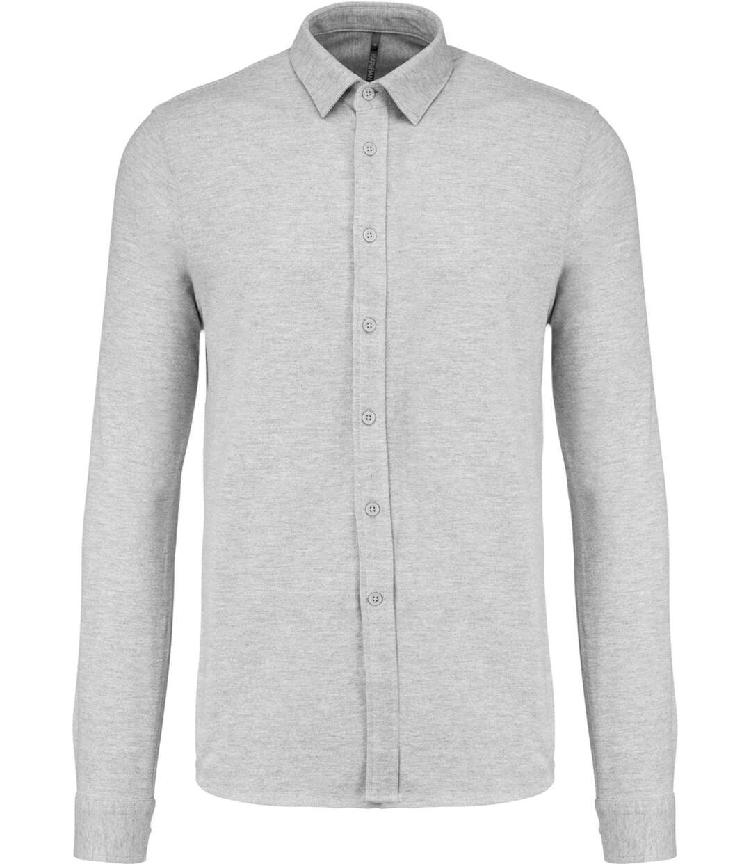 Chemise piquée manches longues - K508 - gris chiné - homme