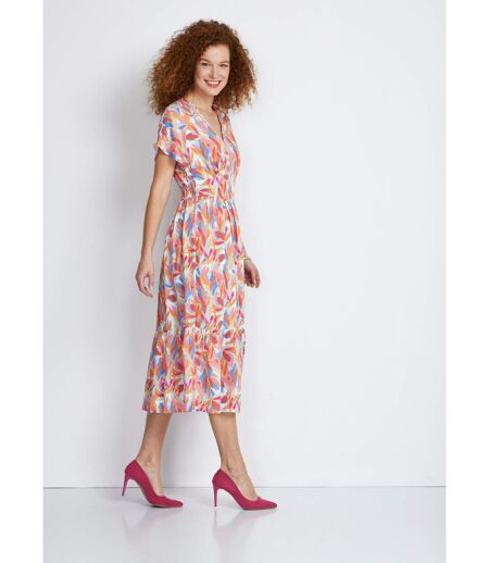 Robe longue volantée smockée dos