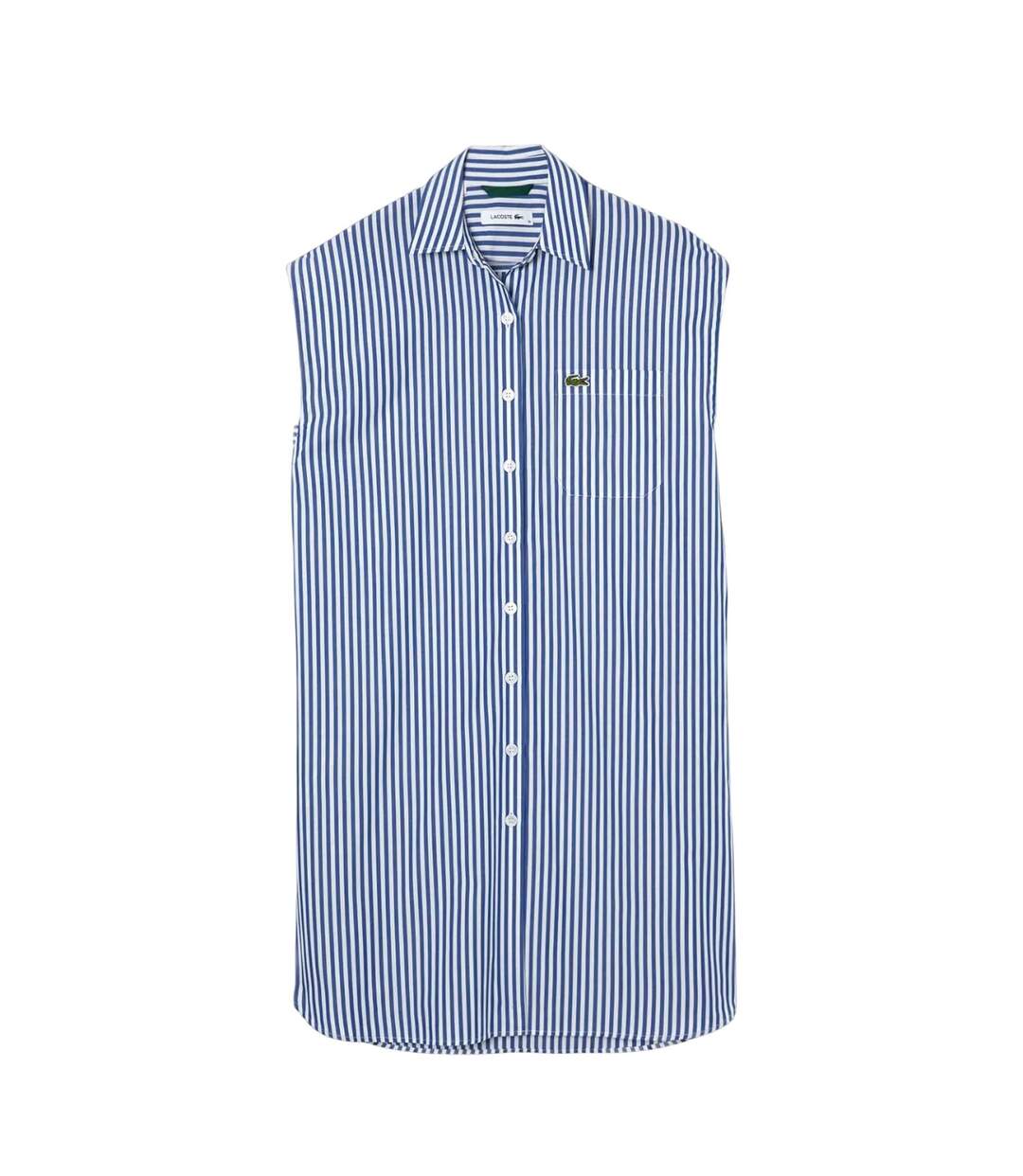 Robe Chemisier Sans Manches Femme Bleu Blanc Lacoste-1