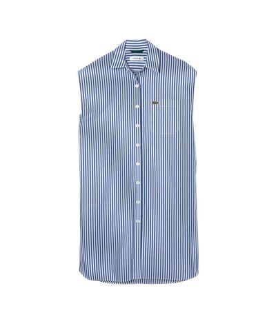 Robe Chemisier Sans Manches Femme Bleu Blanc Lacoste
