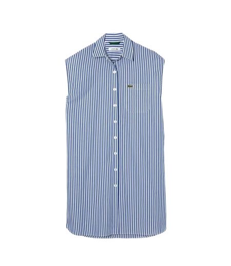Robe Chemisier Sans Manches Femme Bleu Blanc Lacoste