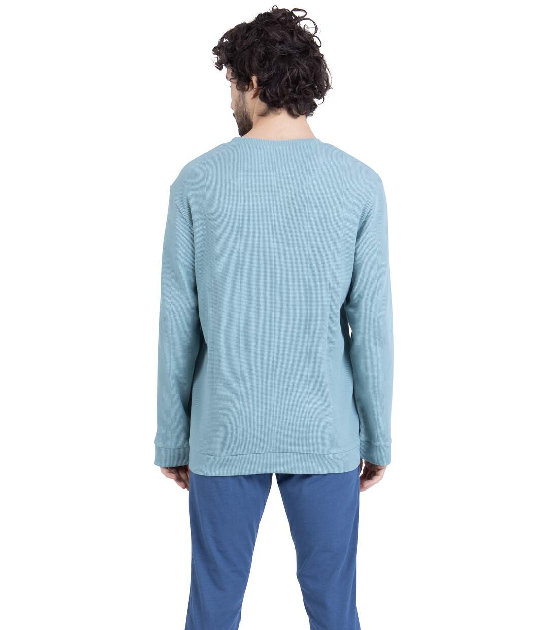 Pyjama long col rond homme Waffle Athena-2