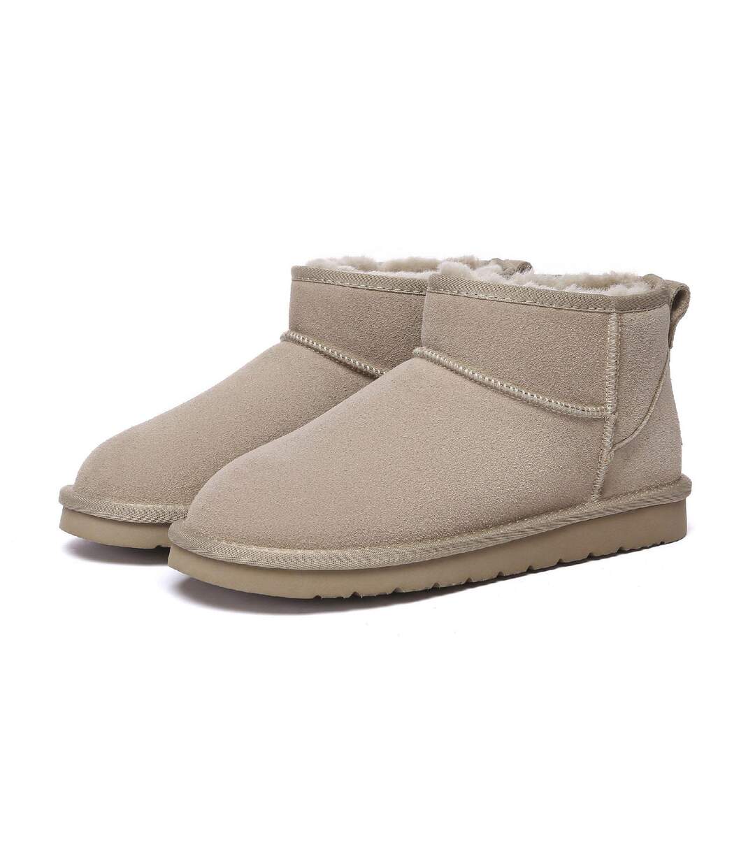 Womens/ladies Finch Ultra Classic Cow Suede Mini Boots Sand EverAu-4