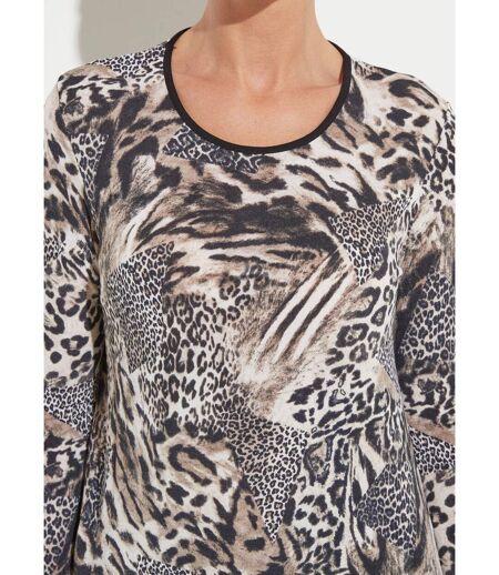 T-shirt col rond imprimé patchwork peau de bête